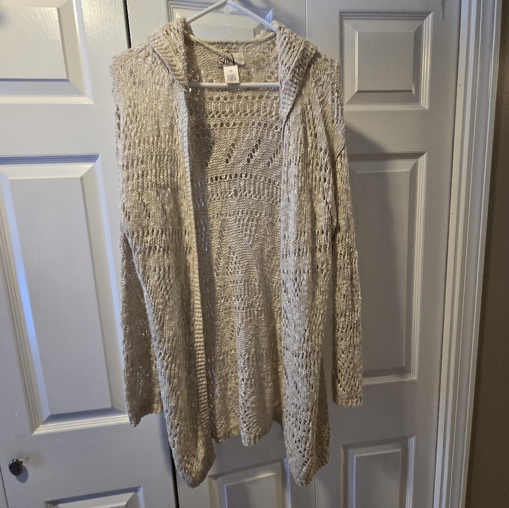 SO Women's Beige Open-Knit Cardigan